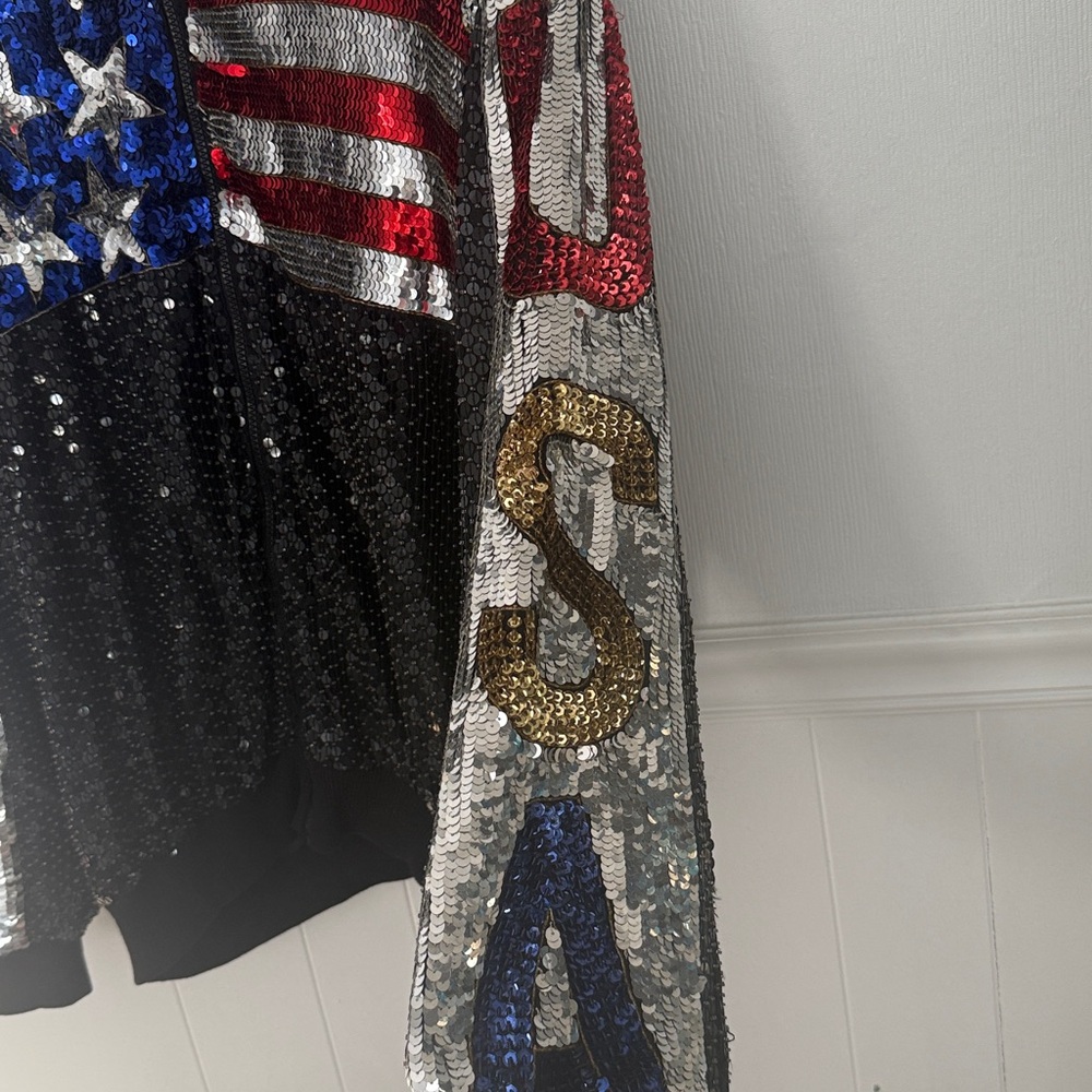 Vintage USA Olympics Atlanta 1996 Sequin Americana Style Zip Up Varsity Jacket - Picture 10 of 16